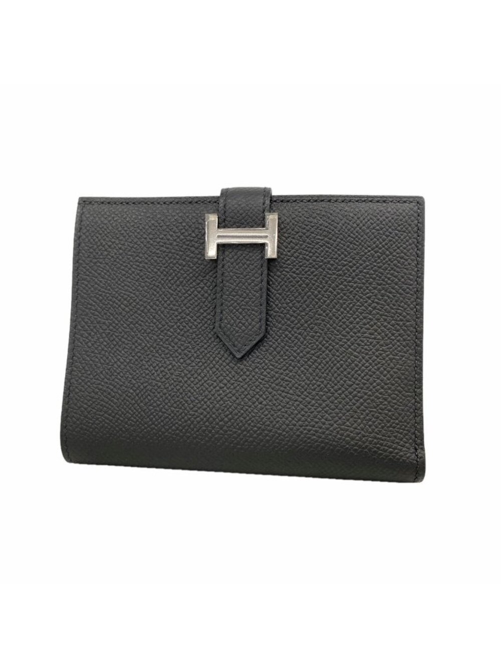 Hermes Wallet Bearn Compact Veau Epsom Black Silver